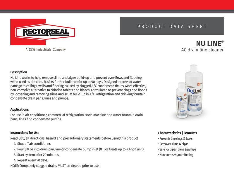 [Australia] - FAST SHIPPING! (4)-Pack NuLine HVAC Condensate Nu-Line Drain Cleaner , 8 ounce 