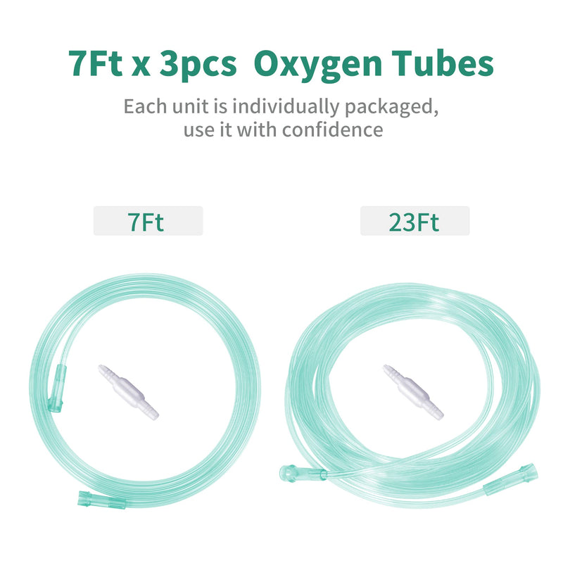 [Australia] - 7Ft Oxygen Tubing, Crush Resistant High Flow Oxygen Tubing, 3 Pack Green Oxygen Tubing, Non Kinking Oxygen Tubing with Oxygen Tubing Connector Green-7foot-3pack 