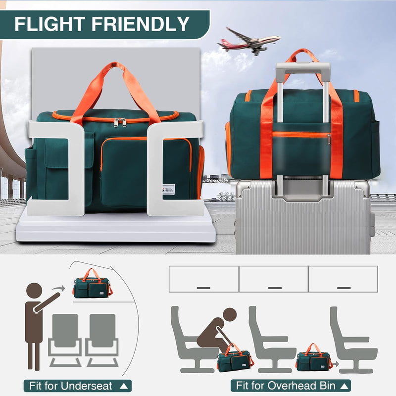 Small Gym Bag for Women, Travel Duffle Bag Carry On Weekender Bag with Shoe Compartment 36#Green Orange Gym Bag&toiletry Bag