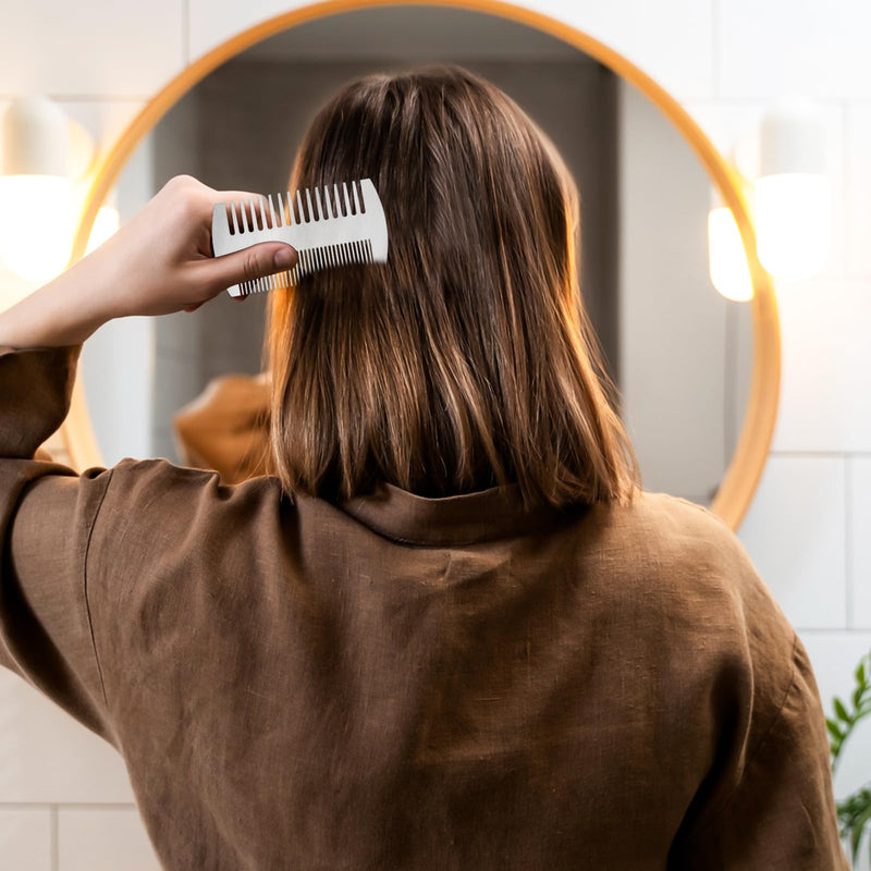 [Australia] - Aeaocvo 2 pieces metal comb and beard comb, stainless steel beard comb, 10 cm portable double-sided comb for men, women 