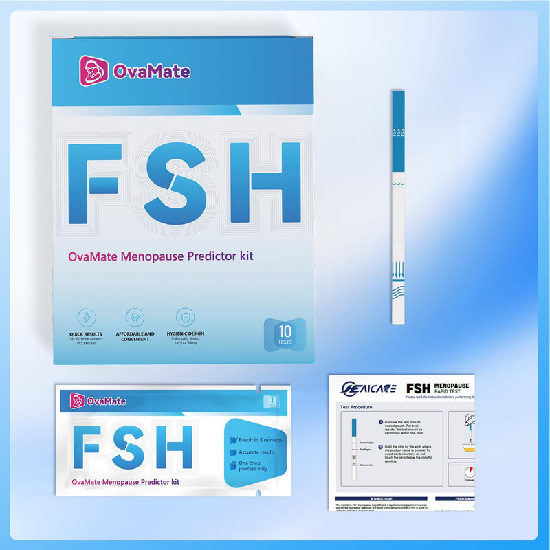 FSH Test Strips for Women Fertility - 10 Pcs | Home Ovarian Reserve & Perimenopause Tracking Kit, Compatible with OvaMate App (iOS & Android), 10 Count