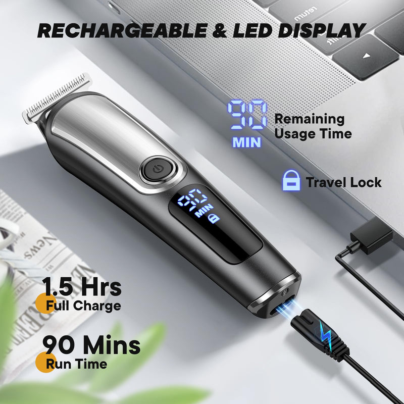 [Australia] - Beard Trimmer for Men, Electric Razor Shavers for Men, Cordless Rechargeable Waterproof Grooming Kit for Shaving Face, Mustache Nose Body Hair Trimmer Clipper, LED Display, Gifts for Him 