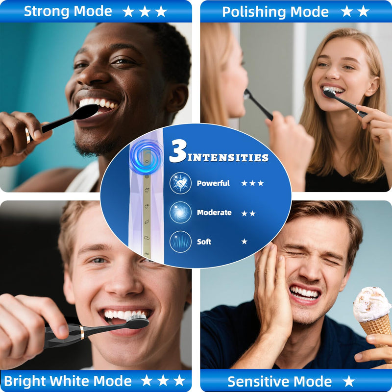 Adult Sonic Electric Toothbrush, USB Rechargeable Sonic Toothbrush, with 12 Brush Heads, 5 Modes, Equipped with Cleaning Brush, Brushing and Washing Two in one Purple