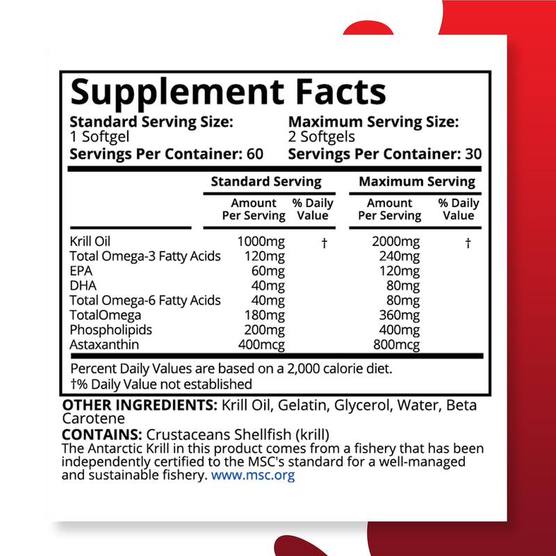 [Australia] - Purity Labs Antarctic Krill Oil 2000mg Omega-3 with Astaxanthin 800mcg Supplements to Support Memory, Heart, Brain Health - Rich in Omega 3, Fatty Acids, DHA, EPA & Phospholipids - 60 Softgels 
