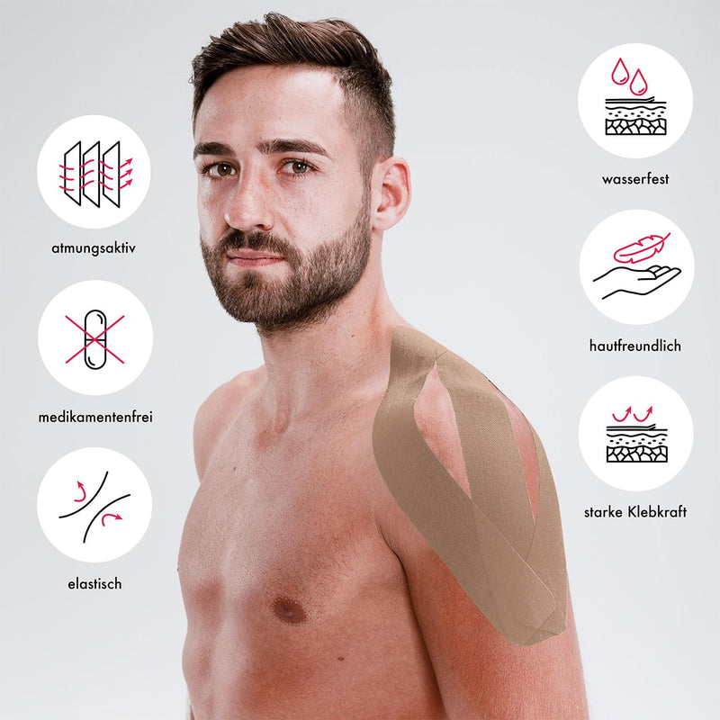 [Australia] - Kintex Kinesiology Tape Sensitive, 5 cm x 5 m, skin-friendly & waterproof kinesiology tape, physio tape for sensitive skin, medical tape (beige) beige 