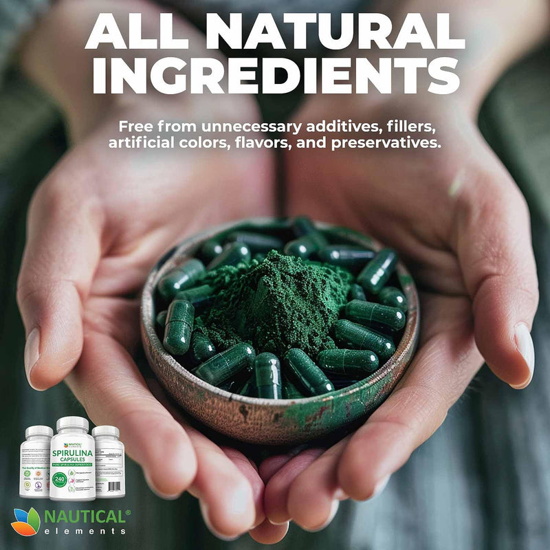 [Australia] - Spirulina Capsules 3000mg - 40 Servings Of Organic Spirulina Capsules - Rich in Protein, Antioxidants & Vitamins - 240 Organic Spirulina Powder Capsules - Supports Immune & Cardiovascular Health 240 Count (Pack of 1) 