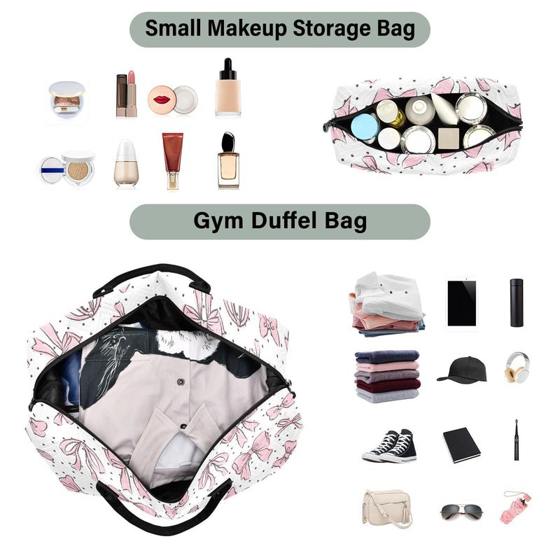 VIGTRO Travel Duffel Bag Weekender Overnight Bag with Toiletry Bag, Carry On Luggage Bag for Hospital Gym Business 2 Pcs Set Multicolor001