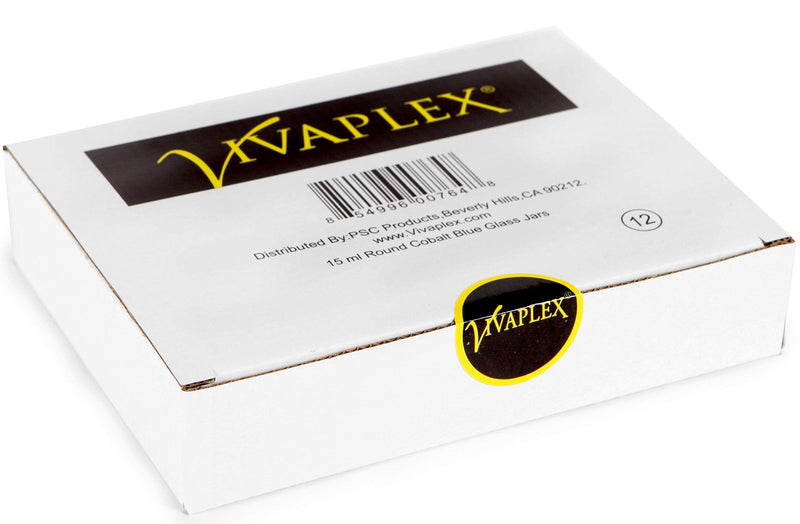 Vivaplex, 12, Cobalt Blue, 15 ml, Round Glass Jars, with Inner Liners and black Lids (Pack of 2) 0.5 Ounces (Pack of 2)