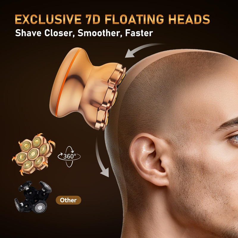 [Australia] - MAXGROOM® PRO 7D Electric Head Shaver for Bald Men – Cordless Waterproof Razor with Titanium Blades, Dual-Speed Powerful Motor, Magnetic Detachable Head, Easy to Clean 