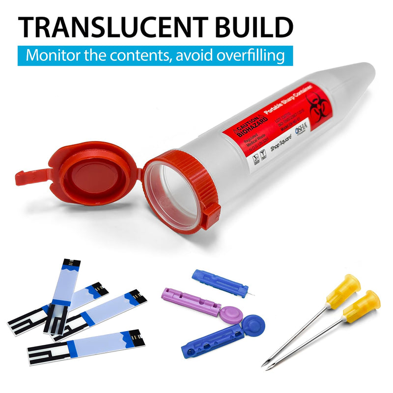 [Australia] - Small Sharps Containers, Travel Sharps Container, Transportable Sharps Container with Locking Mechanism, Professional Grade Mini Sharps Container - 6 Count 6 Pack 