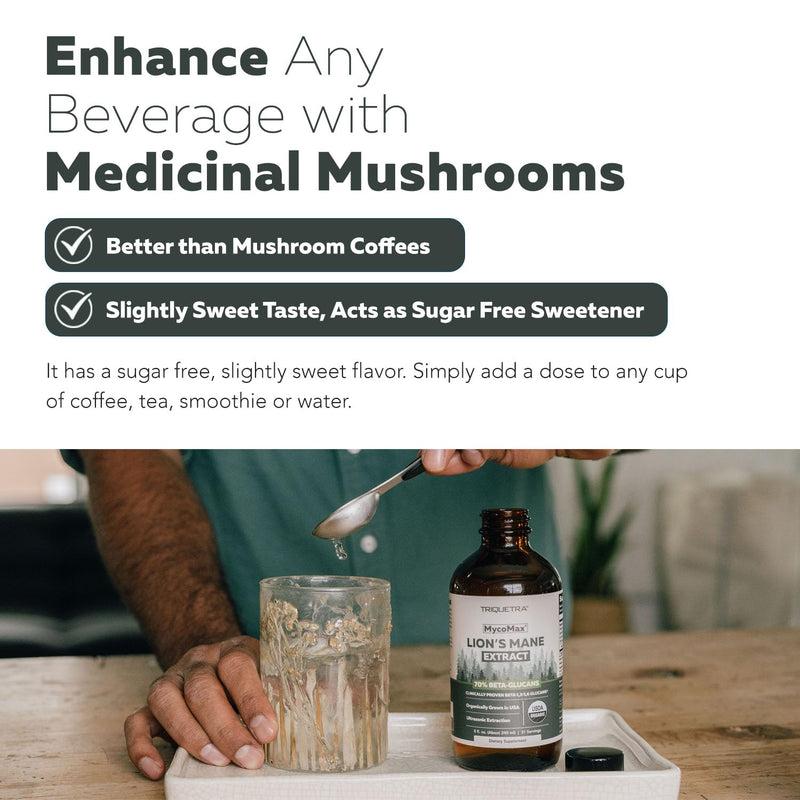 [Australia] - MycoMax Lions Mane Extract - 70% Beta Glucans, Max Potency Organic Lions Mane Supplement, US Grown + Ultrasonic Extraction - 500 mg per serving - Mental Clarity, Focus and Memory - 8 oz. Lions Mane Extract (Liquid) 8 Fl Oz (Pack of 1) 