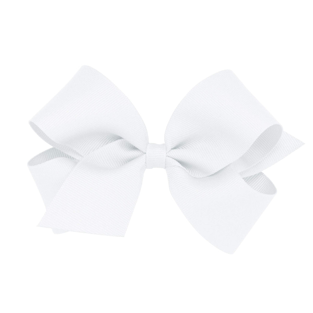 Wee Ones Girls' Classic Grosgrain Hair Bows on a WeeStay No-Slip Hair Clip, Handmade, Medium Sized Bow, White