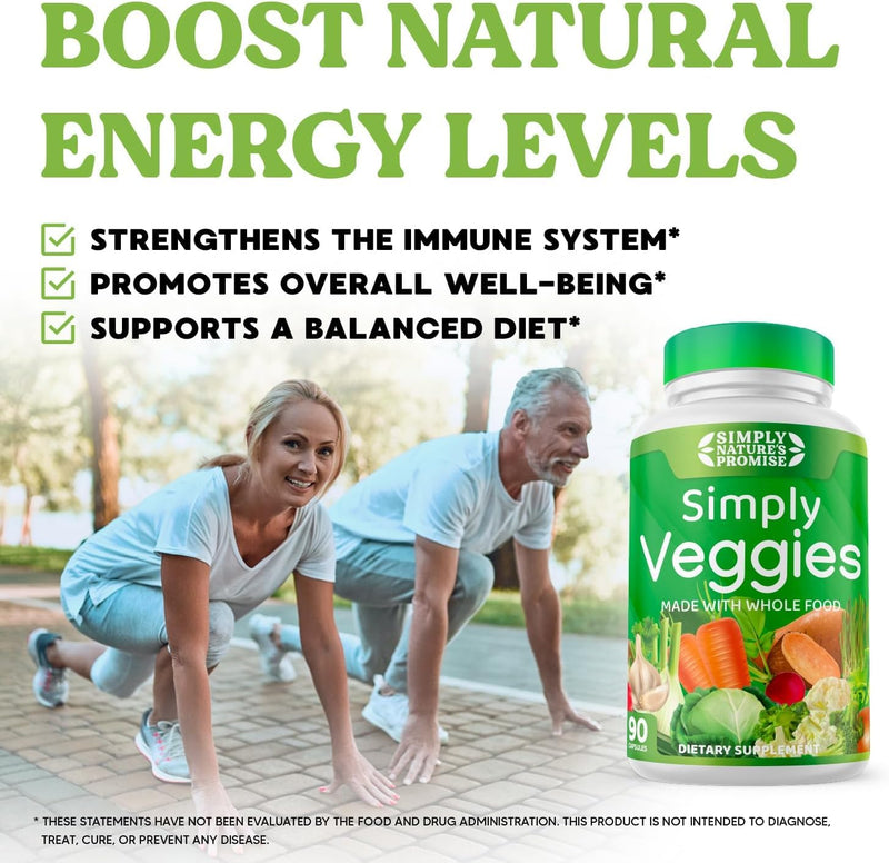 [Australia] - Simply Nature's Promise - 90 Veggie Capsules- 2 Month Supply - Made with Whole Food Superfoods, Packed with Beta Carotene & 18 Different Vegetables - 100% Soy Free 
