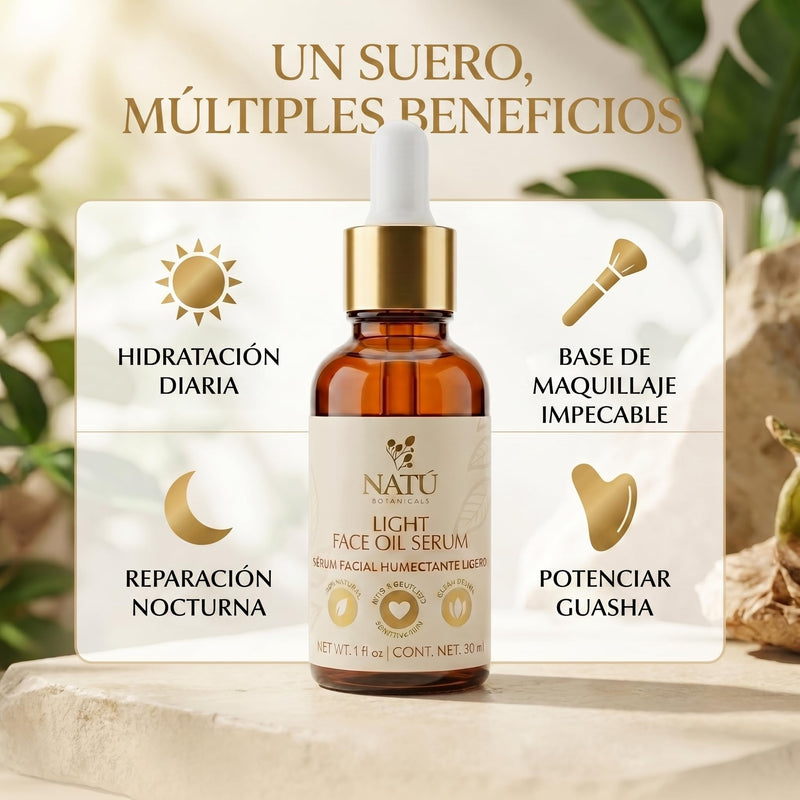 Hydrating Light Face Oil Serum for Oily & Combination Skin - 1 fl oz | No Buildup, No Clogs, No Greasy Feel - Facial Oils with Tea Tree, Coconut Oil & Vitamin E from Sweet Almond 1 Fl Oz (Pack of 1)