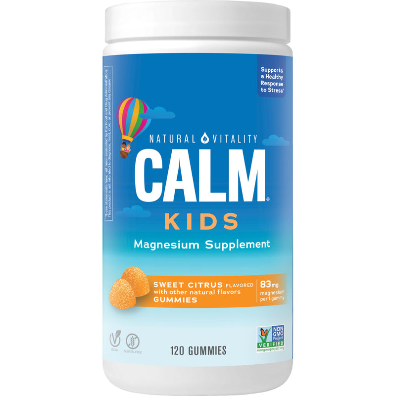 [Australia] - Natural Vitality Calm, Magnesium Citrate Kids Supplement, Stress Relief Gummies, Supports a Healthy Response to Stress, Gluten Free, Vegan, Sweet Citrus, 120 Gummies 