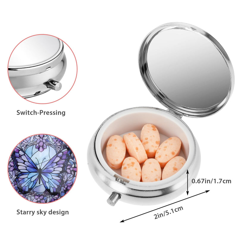 Pill Box, 2 Pcs Compartment Small Pill Case Pocket Medicine Organizer Metal Pill Container Holder for Vitamins, Medication, Fish Oil and Supplements