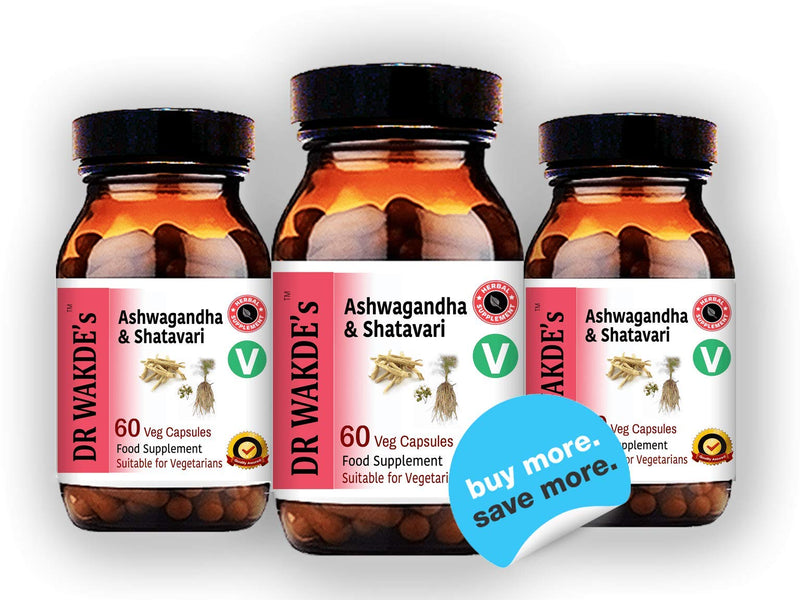 [Australia] - DR WAKDE's Ashwagandha & Shatavari Capsules (60 Veg Caps, Rejuvenating Herbs, Energy Support, Ayurvedic Supplement, Vegan, Herbal, All Natural, Made in UK) 