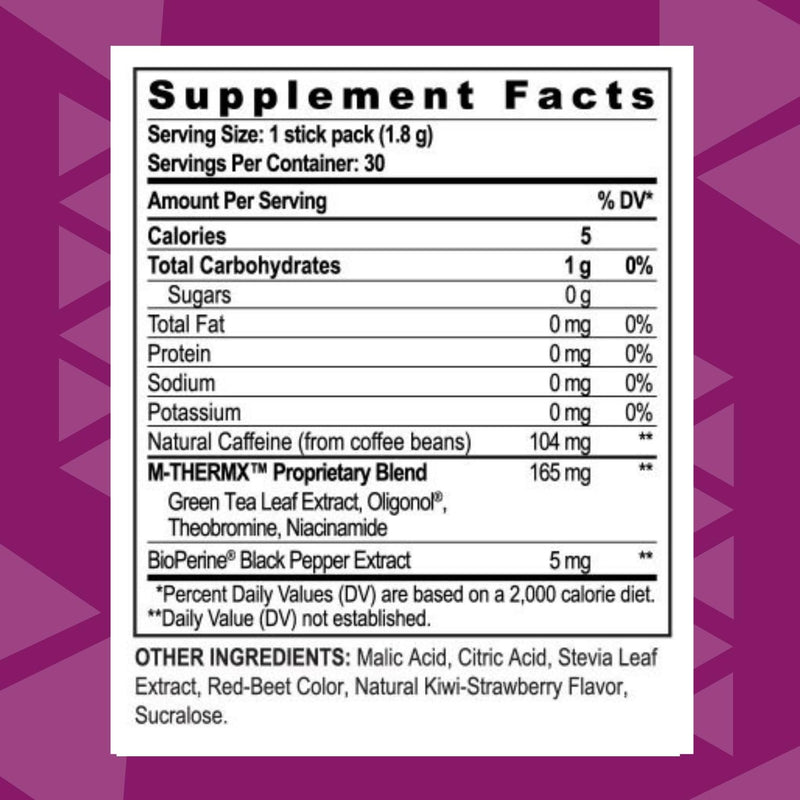 [Australia] - Youngevity Official Trim Stiks - Kiwi-Strawberry - Support Energy & Focus with Mood Boost - Bioperine & Theobromine Energy Powder - Appetite Support (30 Sticks) 