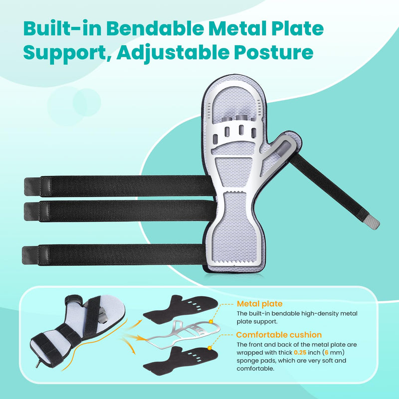 [Australia] - DrFinger Upgrade Resting Hand Splint Brace for Straightening Fingers with 5 Finger Support, to Keep Fingers Straight - Right (Black) Black 
