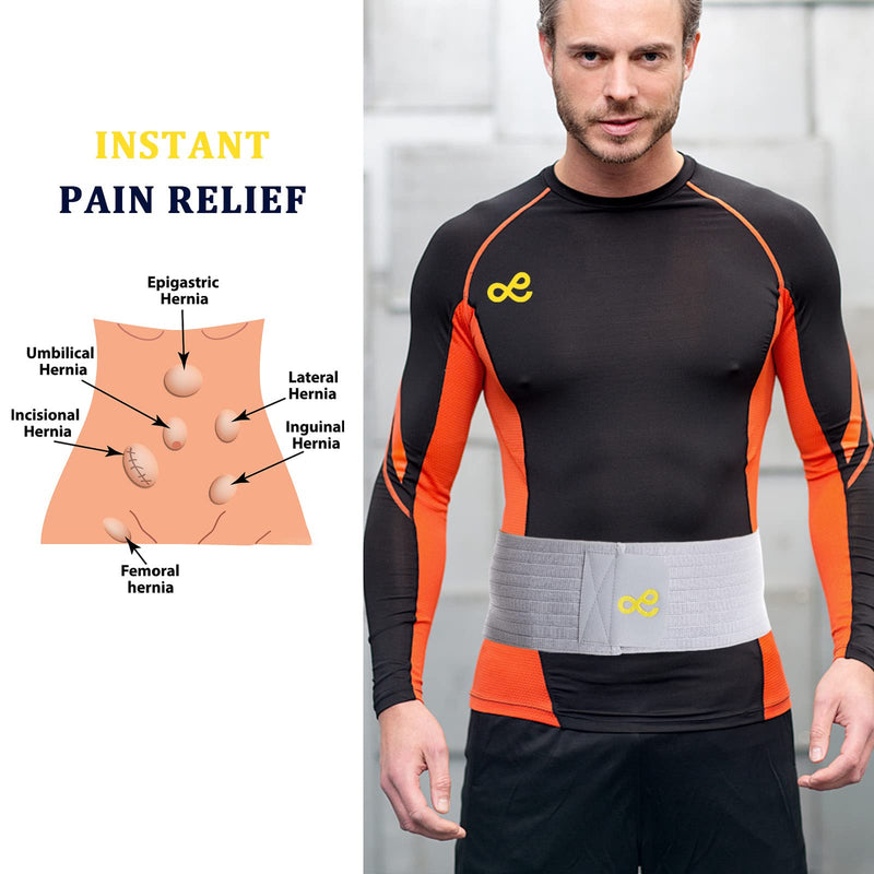 [Australia] - Umbilical Hernia Belt for Men and Women - Abdominal Support Binder with Compression Pad - Navel Ventral Epigastric Incisional and Belly Button Hernias Surgery Prevention Aid L 