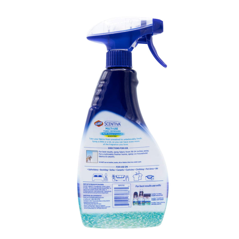 [Australia] - Clorox Scentiva Multi-Use Fabric Refresher Spray | Fabric Freshener for Closets, Upholstery, Curtains, and Carpets | Pacific Breeze & Coconut | 16.9 Ounces 16.9 Fl Oz (Pack of 1) 