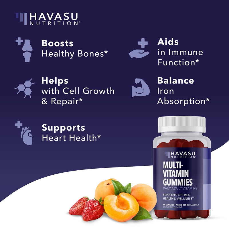 Multivitamin Gummies for Adults, Mixed Berry, 60 Count, 30 Day Supply | Multivitamin Gummies for Men and Women with Vitamins and Minerals Zinc, Vitamin C, Vitamin D, Daily Defense, 30 Servings