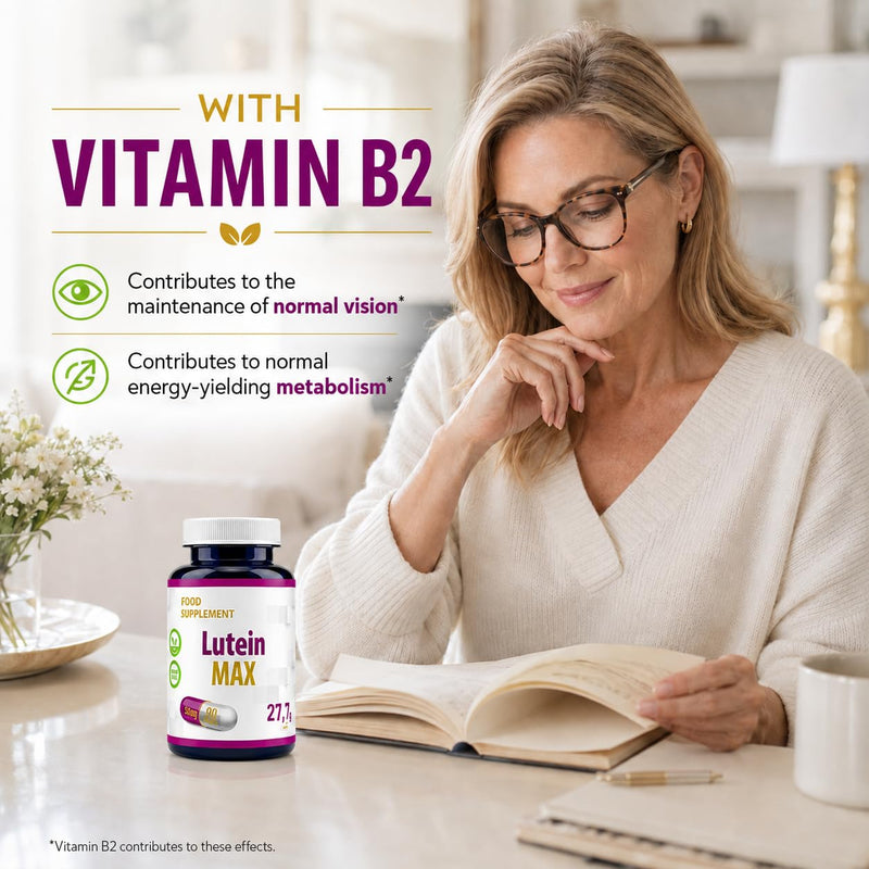 Hepatica Lutein 50mg with Vitamin B2 | Normal Vision Support | Marigold Extract | 90 Vegan Capsules | 3-Month Supply | 3rd Party Lab Tested