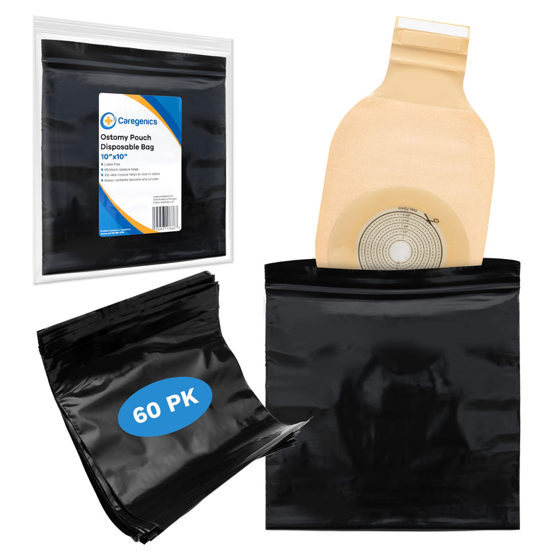 [Australia] - Ostomy Pouch Disposable Bags, Zip Seal Closure, Prevents and Locks in Odors, Mess-Free/Colostomy Bags, Nappies, Incontinence Products, Feminine Pads / 10x10 Bag Size / 60 Count 