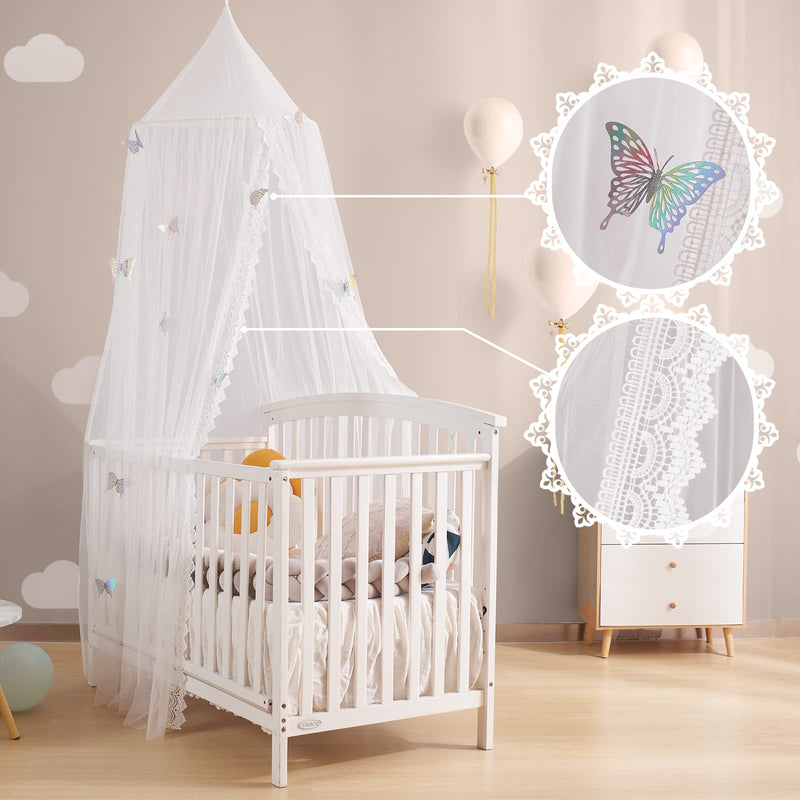 [Australia] - Kids Bed Canopy with Lace Hanging Canopy Net for Baby Crib Nook Castle Game Tent Nursery Play Room Decor (Butterfly) Butterfly 