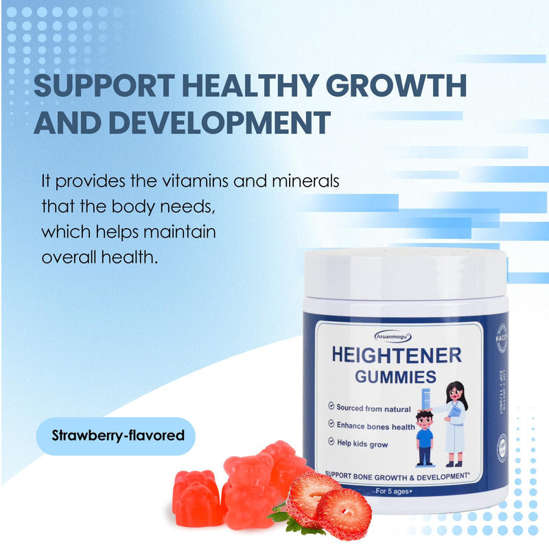 Heightener Growth Gummies 60 Count - Natural Growth Supplement for Children and Adolescents - Bone-Strengthening Vitamins (Contains Vitamins D3，K2，Calcium) - Tall Nutrition