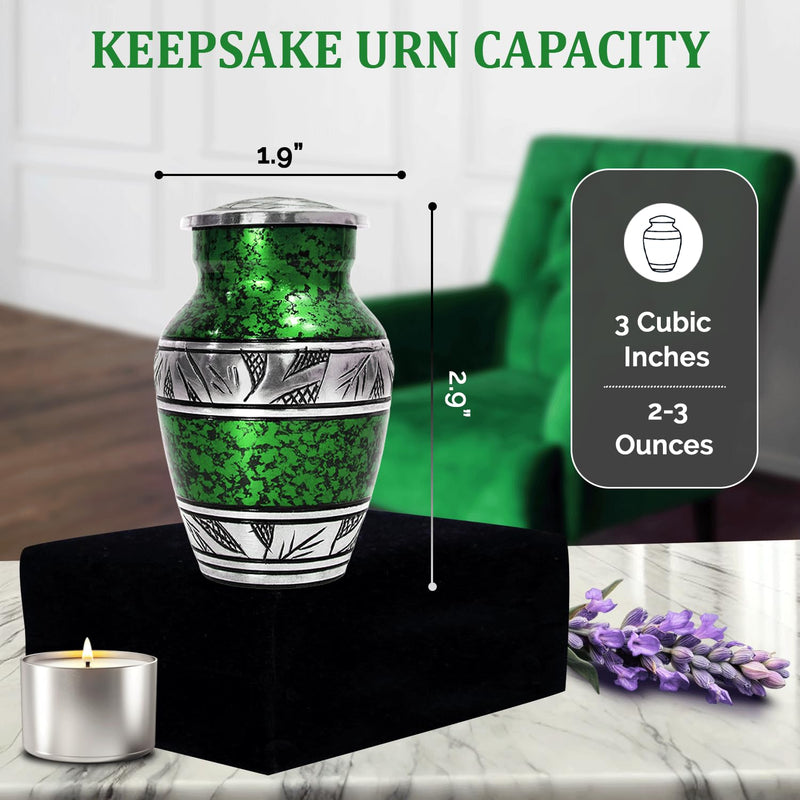 [Australia] - Graceful Small Urns for Human Ashes Keepsake ‚Äì Elegant Cremation Urn ‚Äì Tiny Urn Keepsakes for Women ‚Äì Mini Urns for Ashes for Cherished Memories (Green, Small) Set of 1 Green 