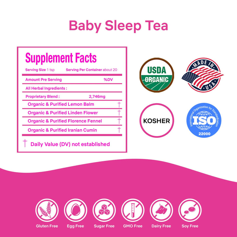 [Australia] - Secrets Of Tea Baby Sleep Tea- Organic Baby Comfort Tea - Gentle Soothing Herbal Blend for Infants - Caffeine-Free Natural Calm 20 Sachets (1Pack) 