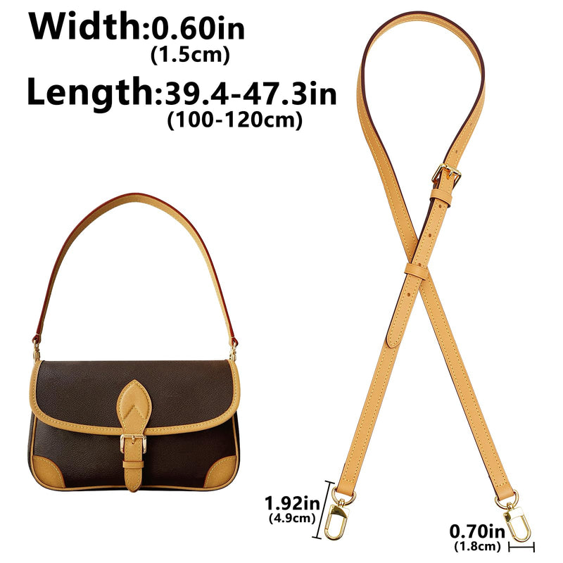 Vachetta Leather Shoulder Strap Adjustable Crossbody Replacement for Speedy Handbags(Width:0.6in-Beeswax) Adjustable-Width:0.6in-Beeswax