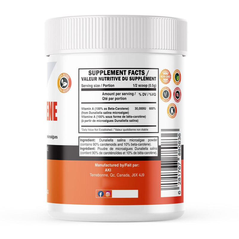 [Australia] - AKI Beta Carotene 10% Powder (1.5Oz, 42.52G) Highly Concentrated flavouring Fount of Vitamin A, May Helps to Support Body Functions, Skin, Immune System, and Eye | GMO Free & Vegan Friendly 