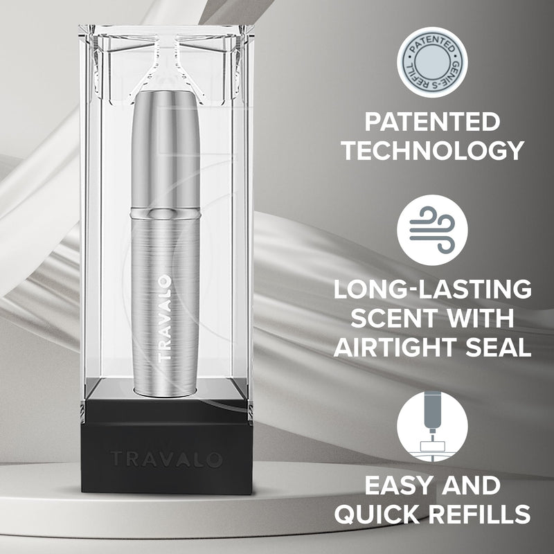 Travalo LUX Perfume Atomizer Bundle - Leak-Proof and TSA Approved for Air Travel - Reusable, Easy Fill Mini Pump Sprayer - Lightweight, Brushed Polished Metal - Gold, Black, Silver - 3 Pack Multi-color 0.2 Ounces (3 Pack)
