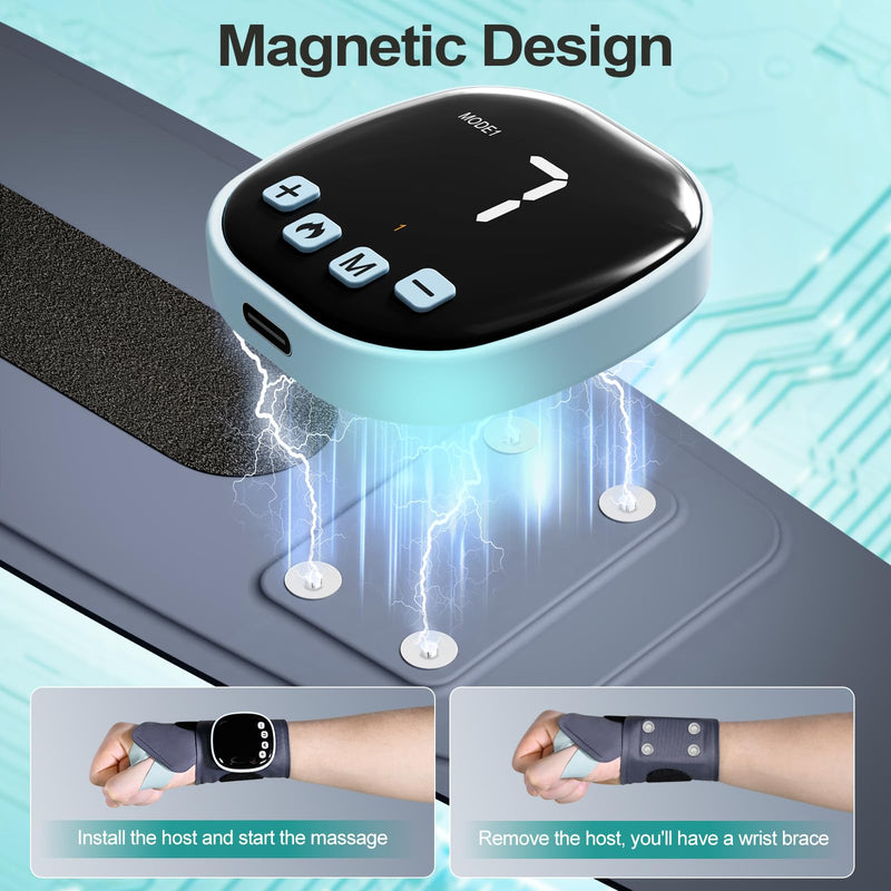 Electric Hand Massager with Heat, Cordless Wrist Heating Pad TES Muscle Stimulator for Pain Relief Therapy, Adjustable Length for Daily & Sports, Universal Left & Right Electric Hand Massager