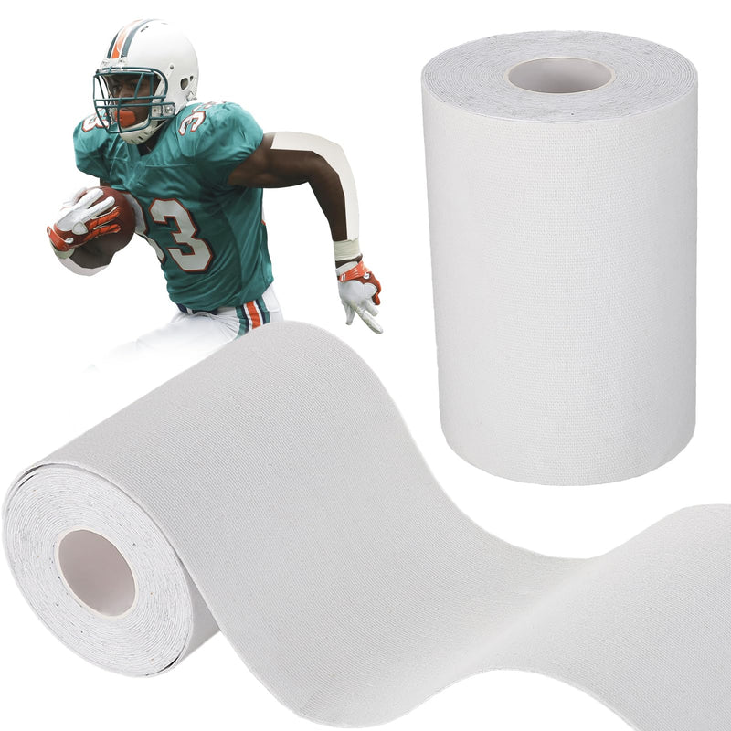 Breathable Self-Adhesive Athletic Tape Football - 2 Rolls Total 33ft, Waterproof Sport Turf Tapes to Protect from Turf Burn, White