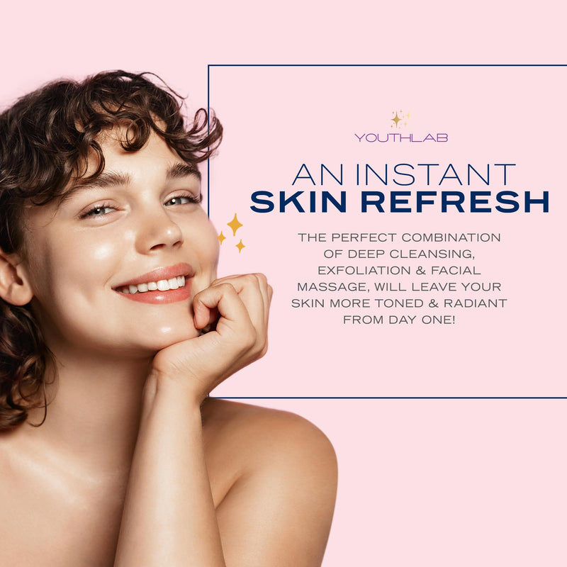 SoniGlow Silicone Facial Cleansing Brush – Electric Vibrating Skincare Scrubber Tool for Deep Pore Cleansing, Gentle Massage, Makeup Removal, Waterproof and Rechargeable (Navy) Navy Blue