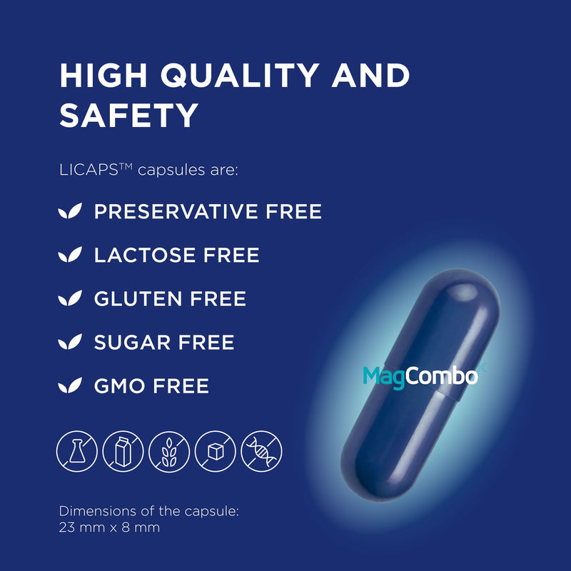 MagCombo - Concentrated Pure Magnesium, Special Oily Formula for Maximum Absorption, enriched with Vitamins B2, B6, B12 and C, 1 Capsule Daily, Laboratory Tested (20 Servings) 20 count (Pack of 1) 20.0