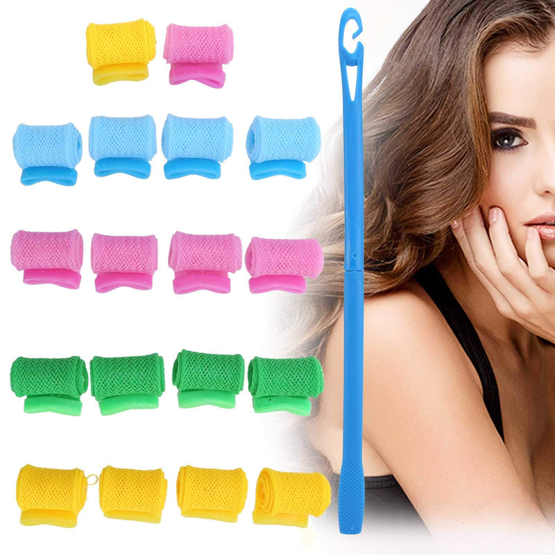 18 Pieces Hair Curlers Spiral Hair Curlers with Styling Hooks No Heat Curlers DIY Spiral Hair Rollers Curls Styling Kit Hairstyling Tool for Long Short Hair