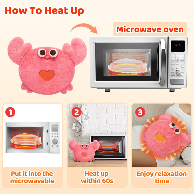 [Australia] - Mewaii Microwaveable Crab Heating Pad, Stuffed Toys, Heated, Lovely Crab Pillow, Plush for Period Cramps, Stress Relief, Stuffed Gifts, Plush Toys for Girls, Boys, Women Crab 