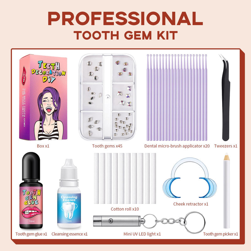 Nelikoo Tooth Gem Kit，Fashionable DIY Smile Jewelry Crystals Tooth Gems Kit for Teeth for Fashion & Parties