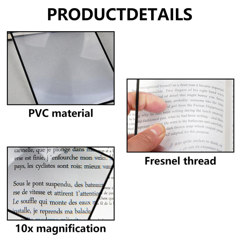 8 PCS 3X Page Magnifying Sheet for Reading, Ultra-Thin Lay-Flat Flexible PVC Page Magnifiers (7" X 4.7") Full-Page Magnifying Glass for Books, Maps, Small Print，Ideal for Seniors & Eye-strain