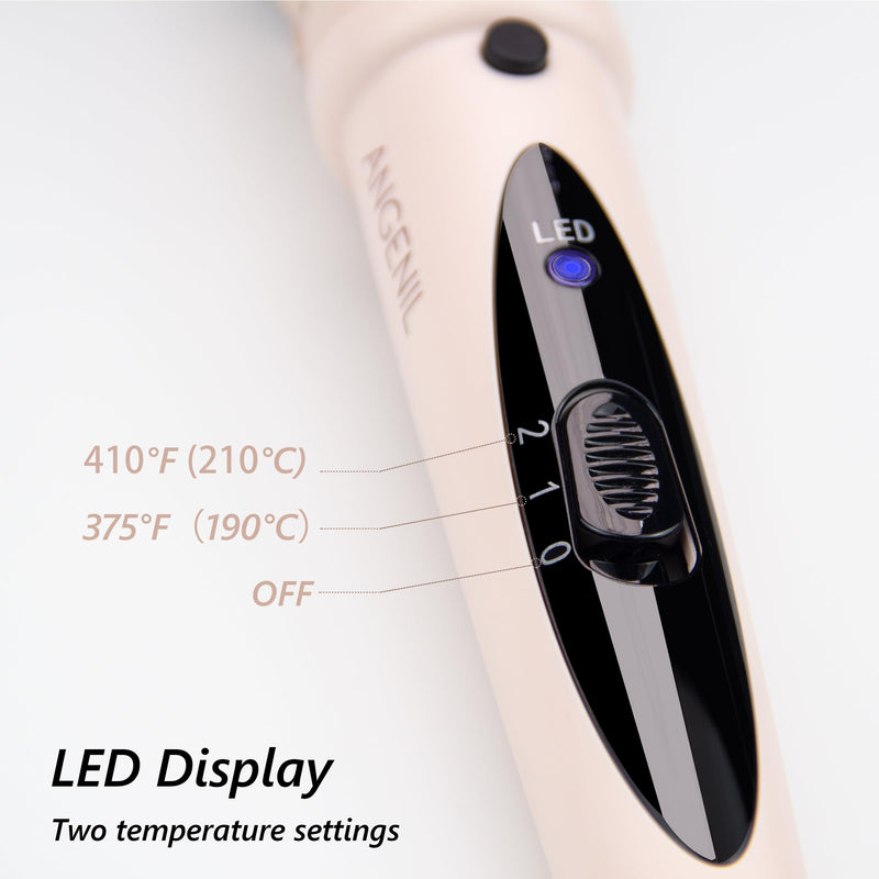 [Australia] - ANGENIL Thermal Hair Brush - Heated Hair Comb for Women, 1.5 inch Volumizer and Straightener, Tourmaline Ceramic Curling Iron, Detachable, Frizz-Free, Negative Ion, Dual Voltage, Beachwave, Pink 