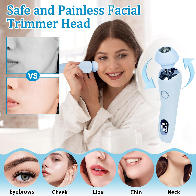 [Australia] - Women's electric razor, 2 in 1 intimate razor for women, electric razor, women's epilator with IPX7 waterproof, wireless UBS wet/dry epilator for face, bikini, legs, arms, body, blue 