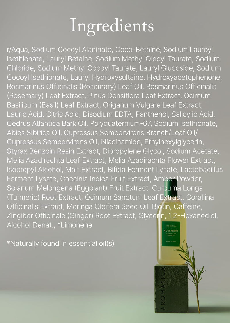 AROMATICA Rosemary Scalp Scaling Shampoo for Hair Growth | Korean Hair Care for Thinning Hair & Hair Loss, Natural Essential Oil, Vegan, Sulfate Silicone Paraben Free (13.53 oz) 01. Rosemary