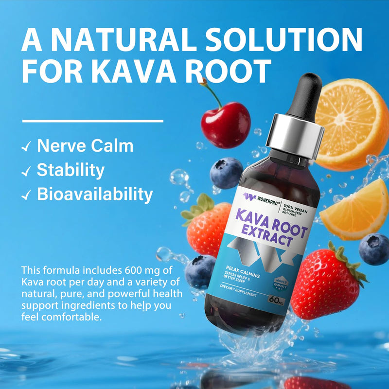 [Australia] - Kava Kava Root Extract - Traditional Botanical Blend for Relaxation - Organic Liquid Drops with Valerian Root & Passion Flower - Vegan, Gluten-Free, Non-GMO - 60ml WhiteÔºàkavaÔºâ 