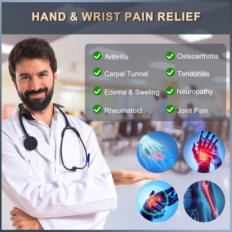 [Australia] - Long Copper Compression Arthritis Gloves for Women & Men, Medical Arm & Hand Compression Gloves, Fingerless Pressuse Gloves, Hand Support Sleeves for Carpal Tunnel, Lymphedema, Hand Pain, Edema Black Large 