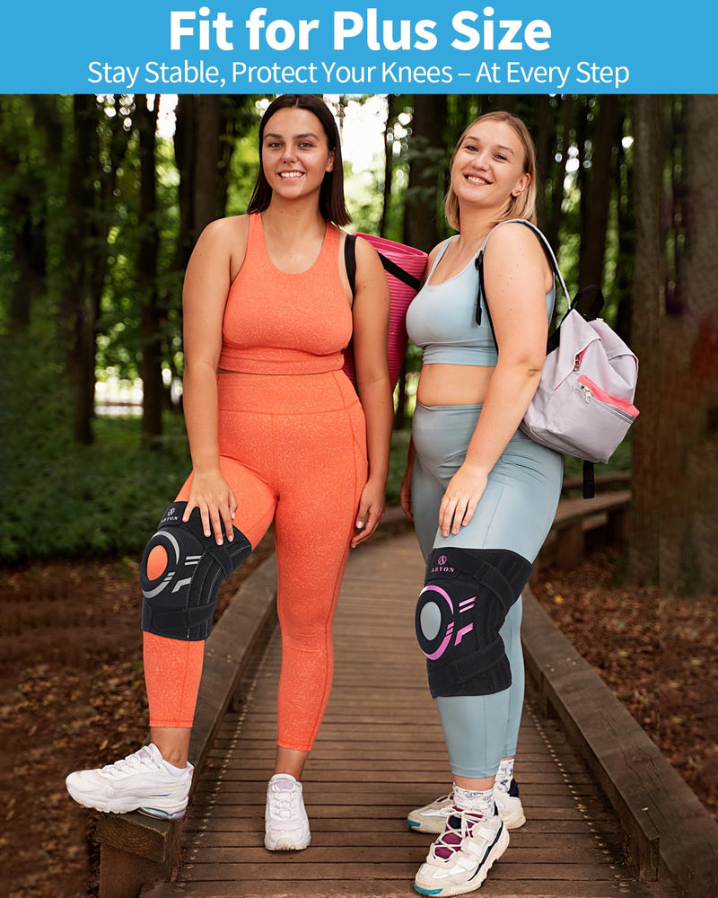 ABYON Knee Brace for Pain Relief, Meniscus Tear, Arthritis, ACL and Joint Support – Open Patella Dual Side Stabilizer Knee Support with Medical-Grade Compression for Men and Women - Please Check How To Size Video X-Large Black-Pink