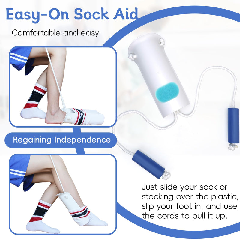[Australia] - Sock Aid, Sock Aid Device for Seniors, Sock Helpers to Put on Your Socks with Foam Handles, Sock Assistant Device no Bending Easy On Easy Off, Sock Aide for Elderly, Pregnant, Diabetics（White） 1 Pack White 